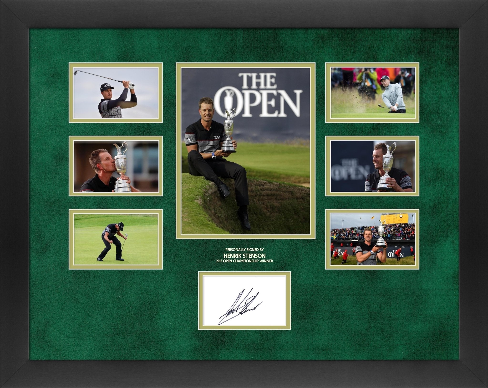Henrik Stenson Championship Winner Signed White Card Framed Display - Memorabilia Framers Shop